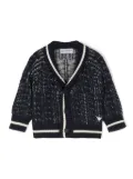 Emporio Armani Kids logo-embroidered marl-knit cardigan - Blue