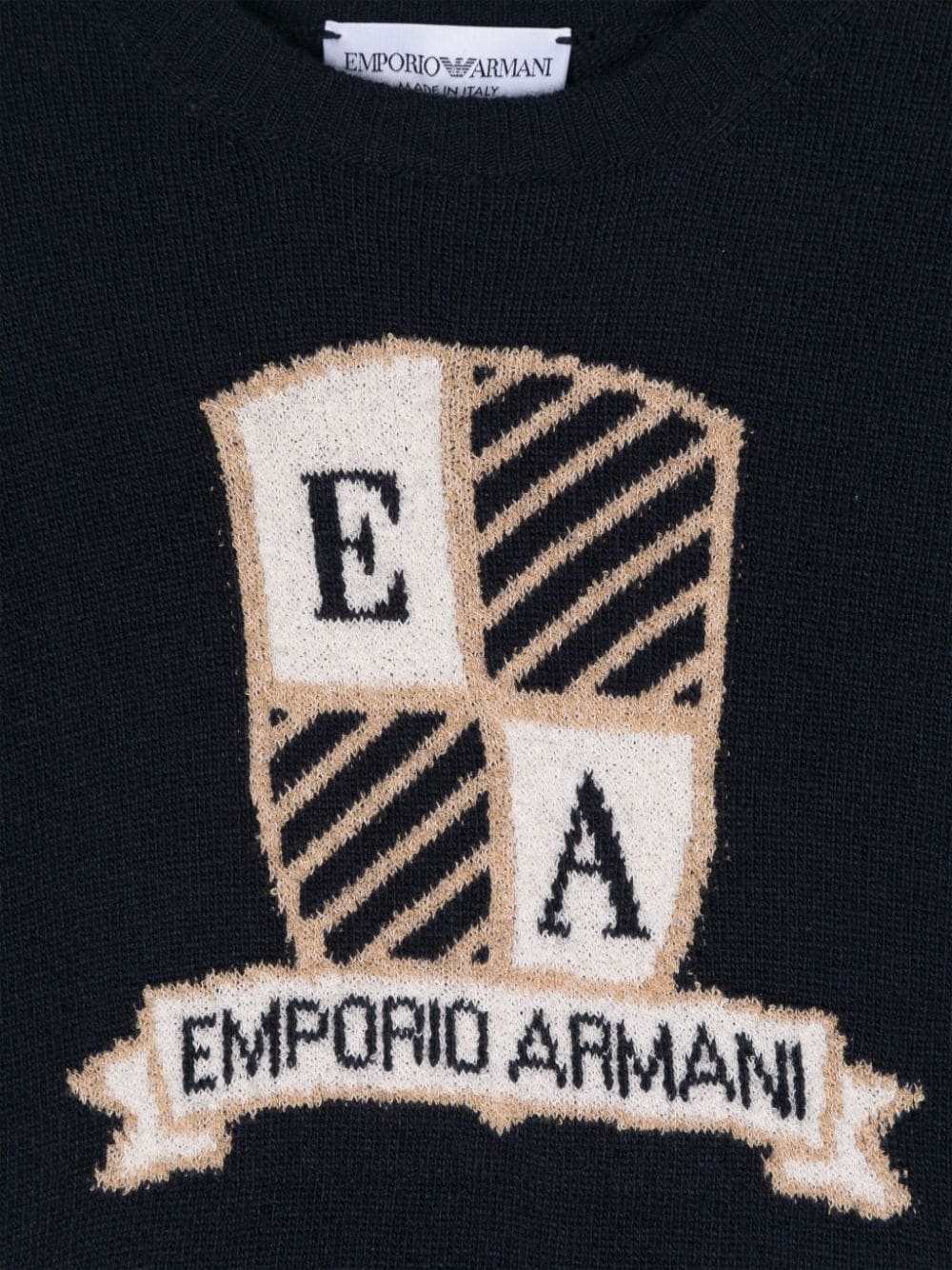 Shop Emporio Armani Intarsia-knit Logo Jumper In Blue