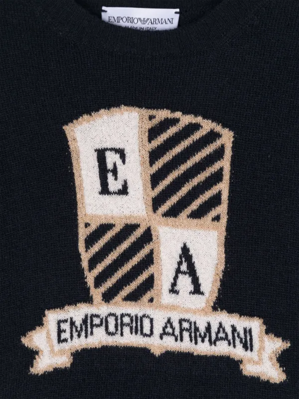 Emporio Armani Kids intarsia knit Logo Jumper Blue FARFETCH BH