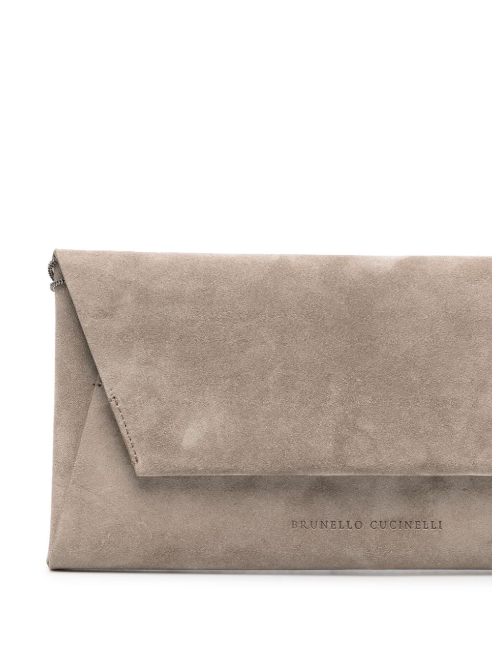 Shop Brunello Cucinelli Envelope Suede Shoulder Bag In Neutrals