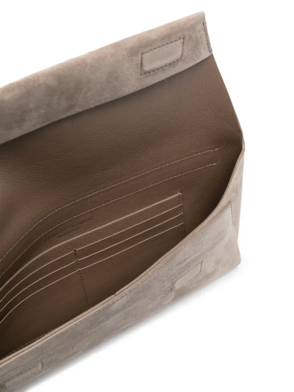 Brunello Cucinelli Envelope Suede Shoulder Bag | Neutrals