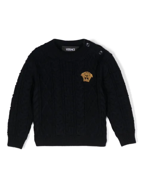 Versace Kids Medusa Head-embroidered wool jumper