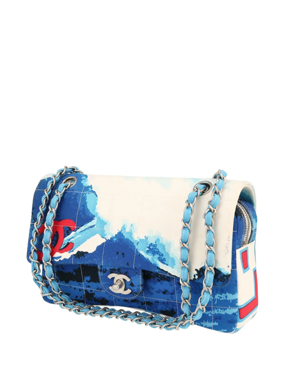 Pre-owned Chanel 2003 Surf Line Timeless Shoulder Bag In Blue