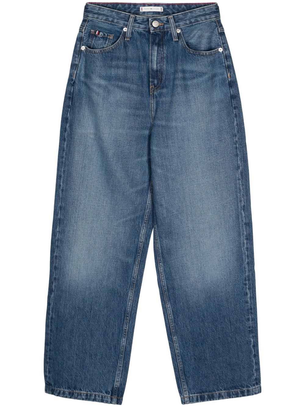 high-rise straight-leg jeans