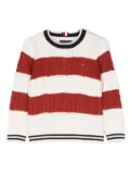 Tommy Hilfiger Junior striped cable-knit jumper - White