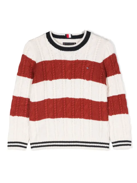Tommy Hilfiger Junior ストライプ ケーブルニット セーター