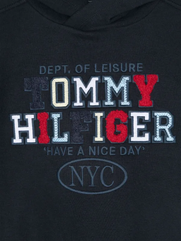 Tommy Hilfiger Junior embroidered logo Hoodie Blue FARFETCH HK