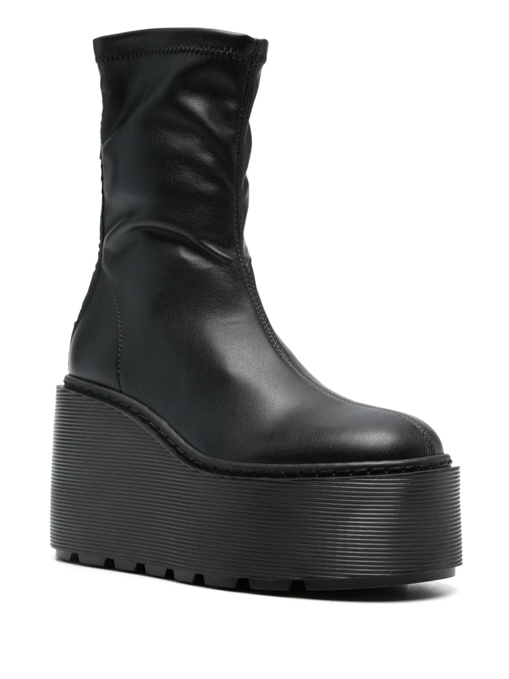 Vic Matie leather wedge boots - Zwart
