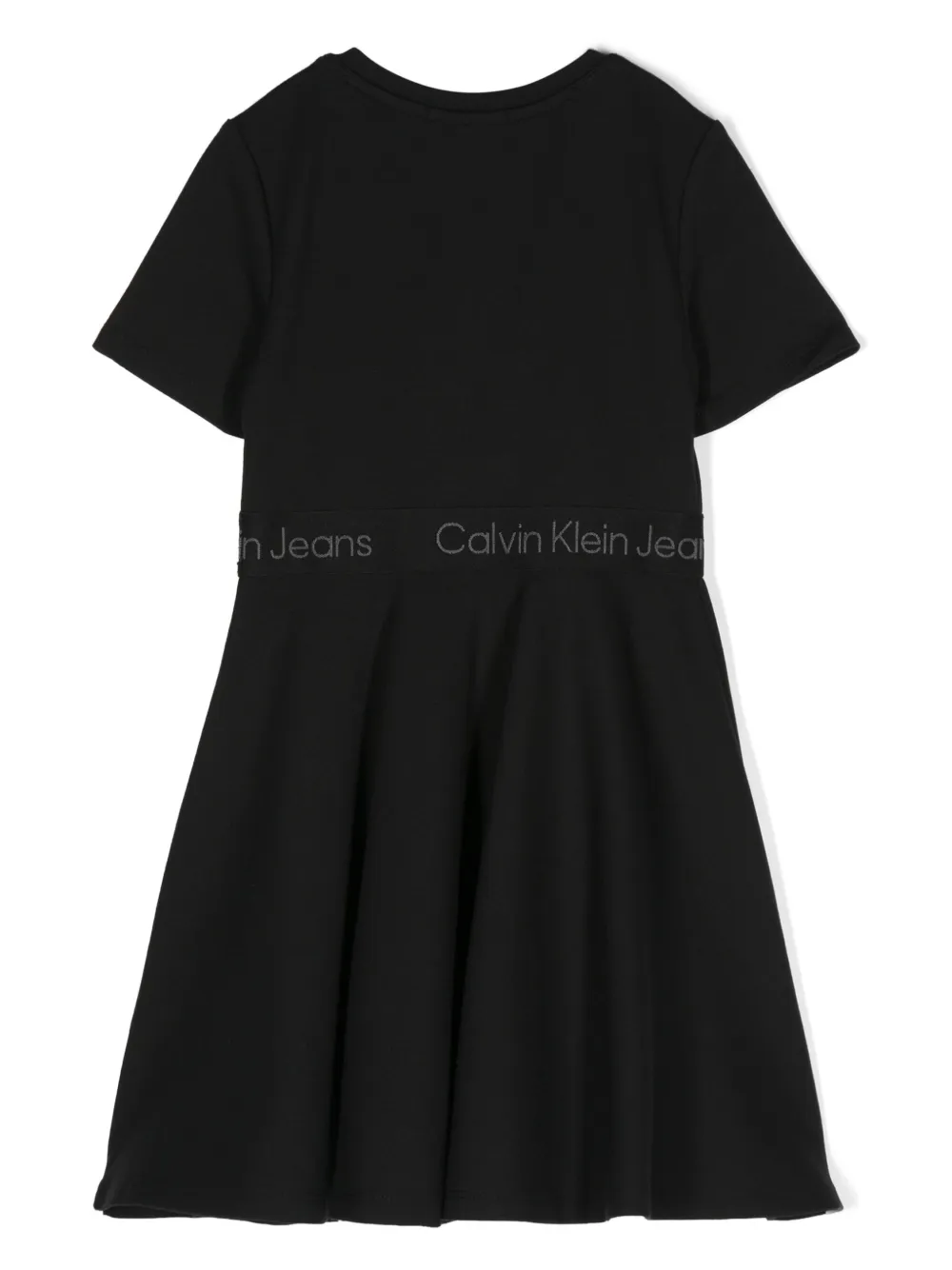 Calvin Klein Kids logo waistband Flared Dress Black