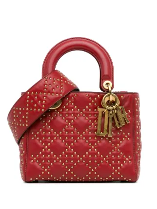 Christian Dior Pre Owned Small Lambskin Cannage Studded Supple Lady Dior 2017 FARFETCH KZ