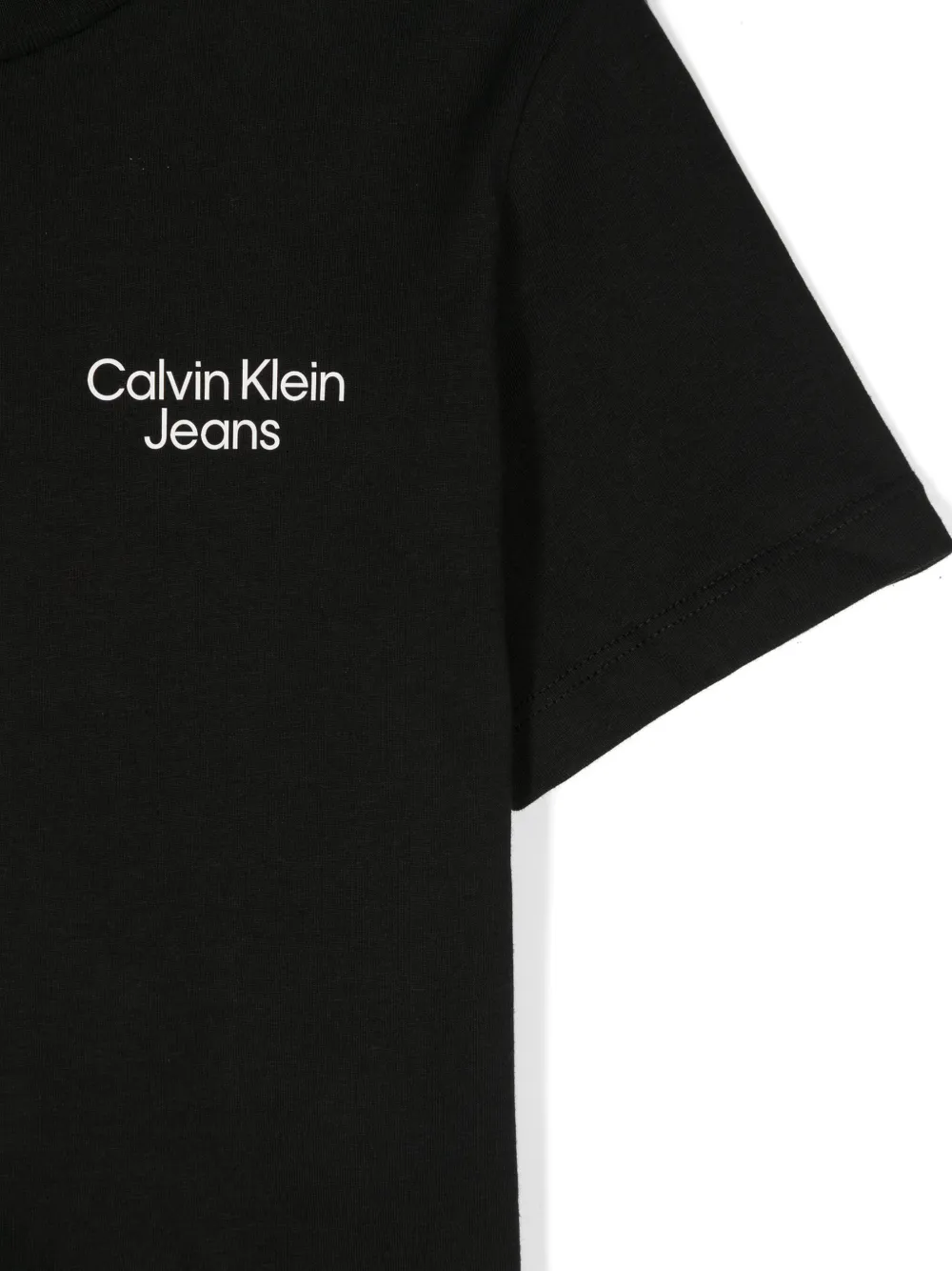 Calvin Klein Kids Katoenen T-shirt met logoprint Zwart