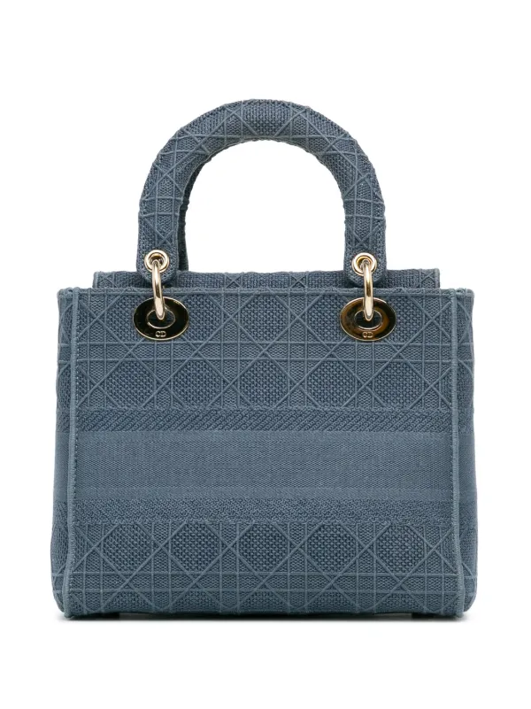 Christian Dior Pre Owned 2020 Medium Cannage Lady D Lite Satchel Blue FARFETCH AZ