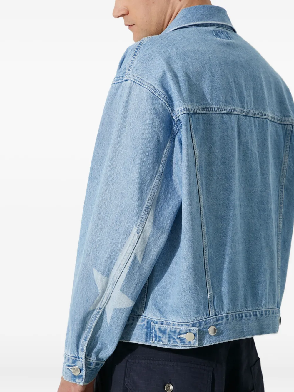 A BATHING APE Denim jack met sterdetail Blauw