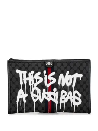 Balenciaga Pre Owned 2016 2023 The Hacker Project BB Supreme Graffiti Ophidia Clutch Bag Black FARFETCH CA