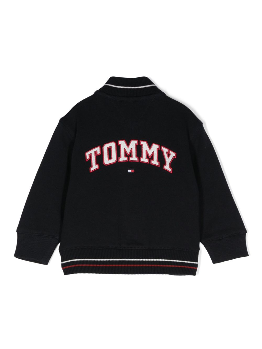 Tommy Hilfiger Junior logo-embroidered jersey bomber jacket - Blue