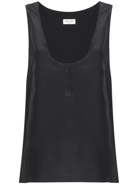 Saint Laurent Henley-neck silk tank top
