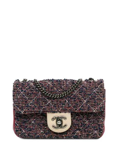 CHANEL Pre-Owned 2016-2017 CC Quilted Tweed Single Flap crossbody bag