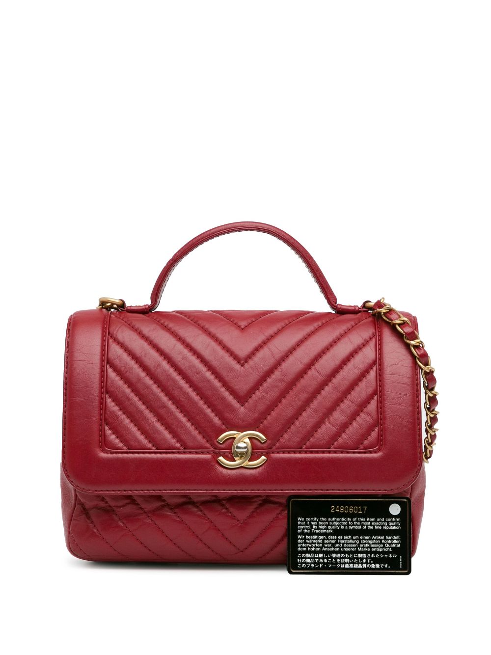 CHANEL 2017-2018 CC Chevron Calfskin Top Handle Flap satchel Women