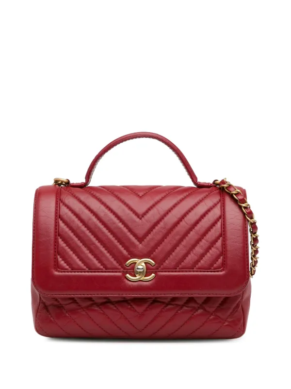 CHANEL Pre-Owned 2017-2018 CC Chevron Calfskin Top Handle
