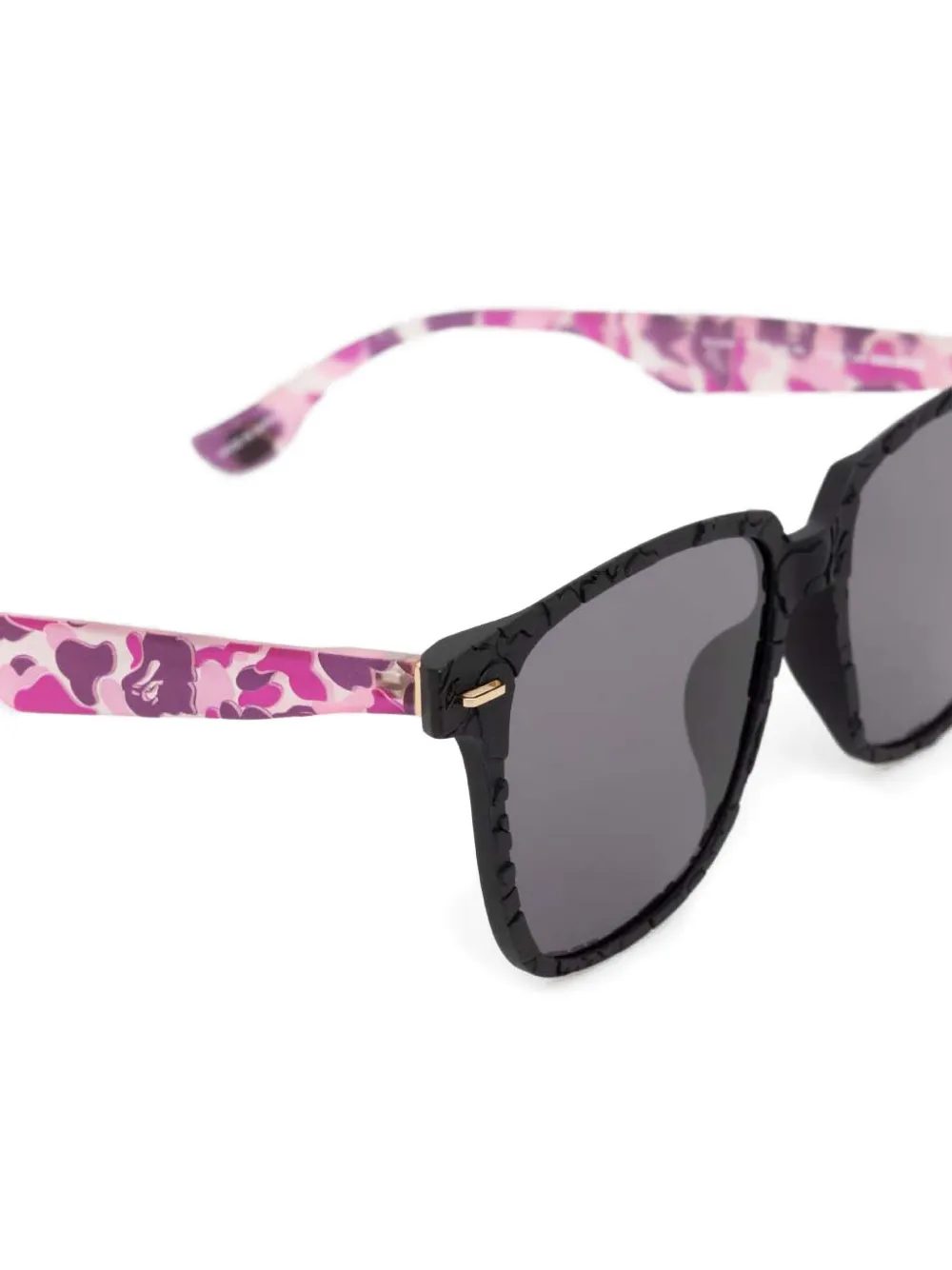 A BATHING APE Zonnebril met vierkant montuur en camouflageprint Zwart