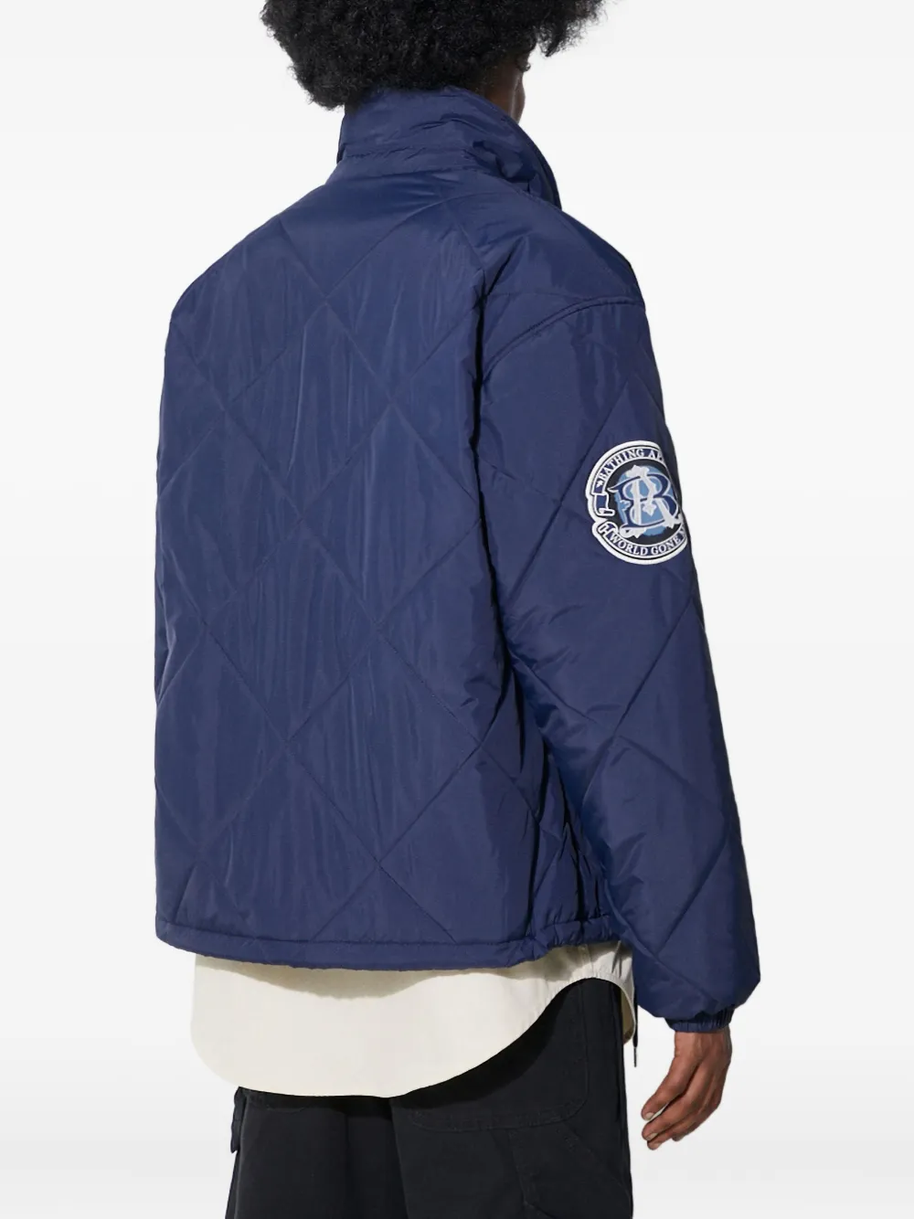 A BATHING APE Gewatteerd jack met logopatch Blauw