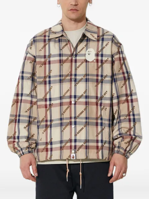 A BATHING APE® logo-plaque plaid jacket