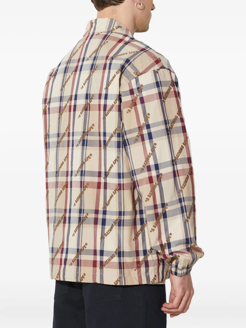 A BATHING APE Geruit jack met logoplakkaat Beige