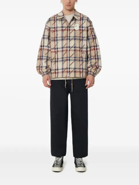 A BATHING APE® logo-plaque plaid jacket