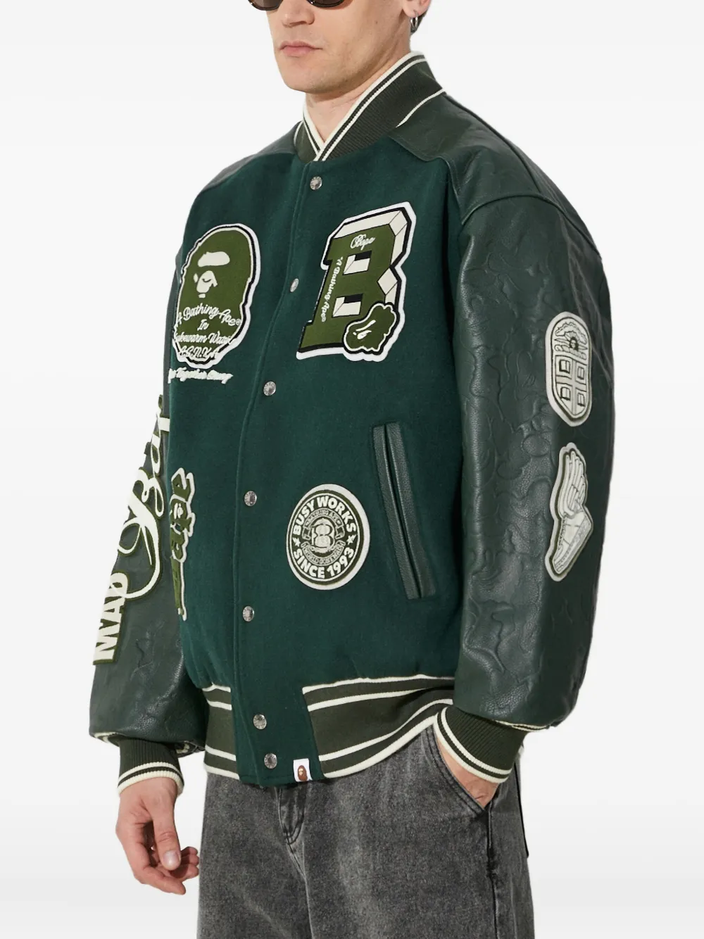 A BATHING APE Bomberjack met vlakken Groen