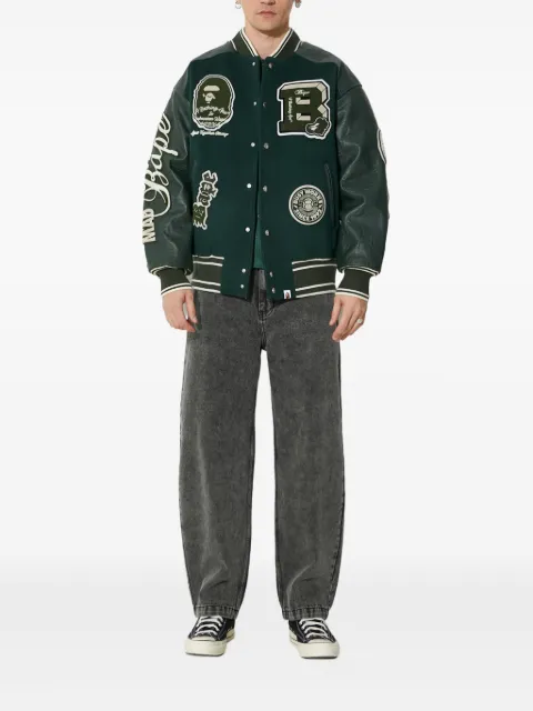A BATHING APE® panelled varsity jacket