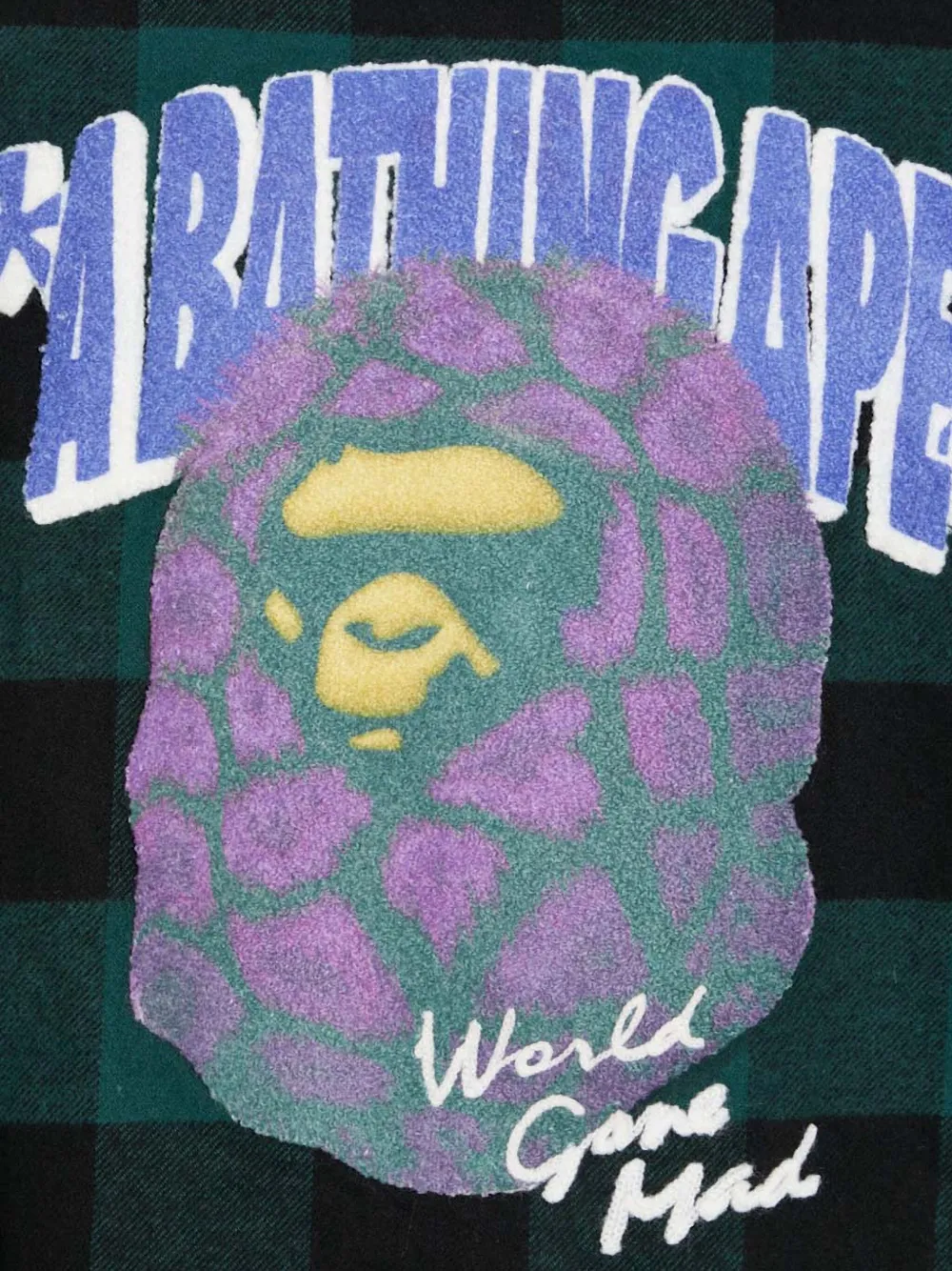 A BATHING APE Geruit overhemd met logodetail Groen