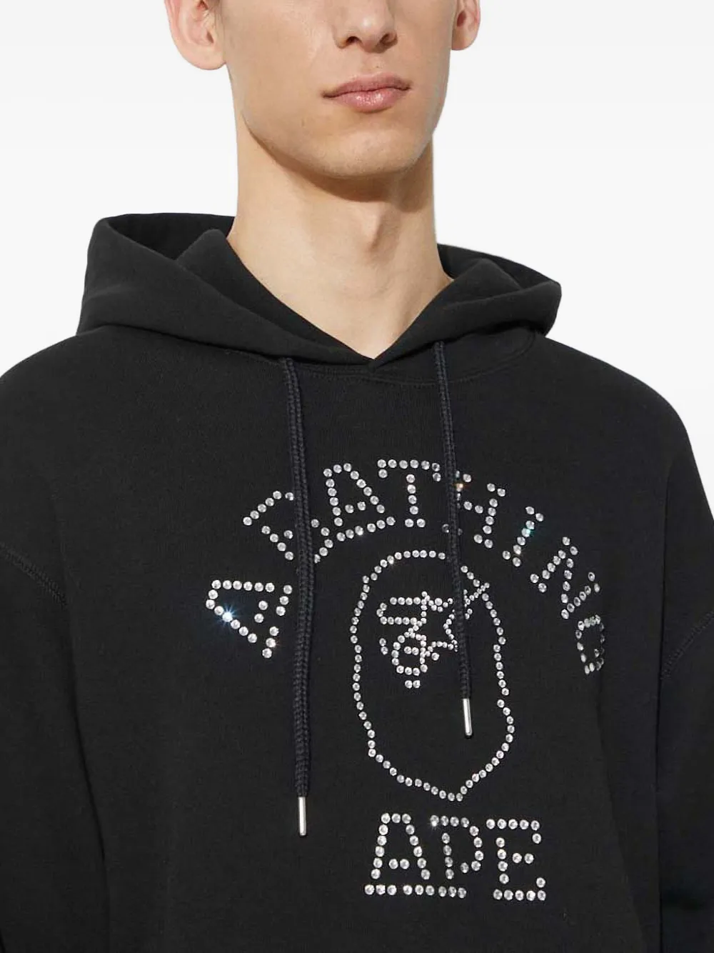 A BATHING APE College hoodie verfraaid met stras Zwart