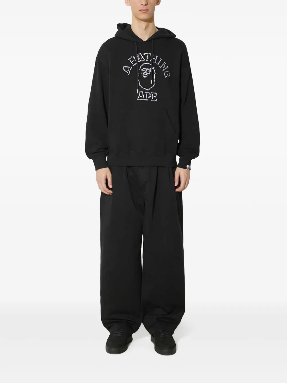 A BATHING APE College hoodie verfraaid met stras Zwart