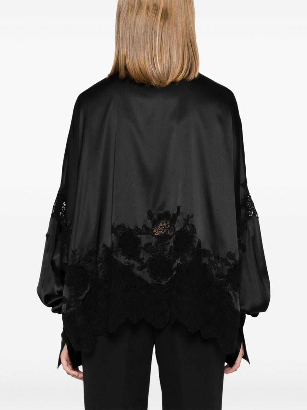 Shop Ermanno Scervino Lace-panelling Shirt In Black