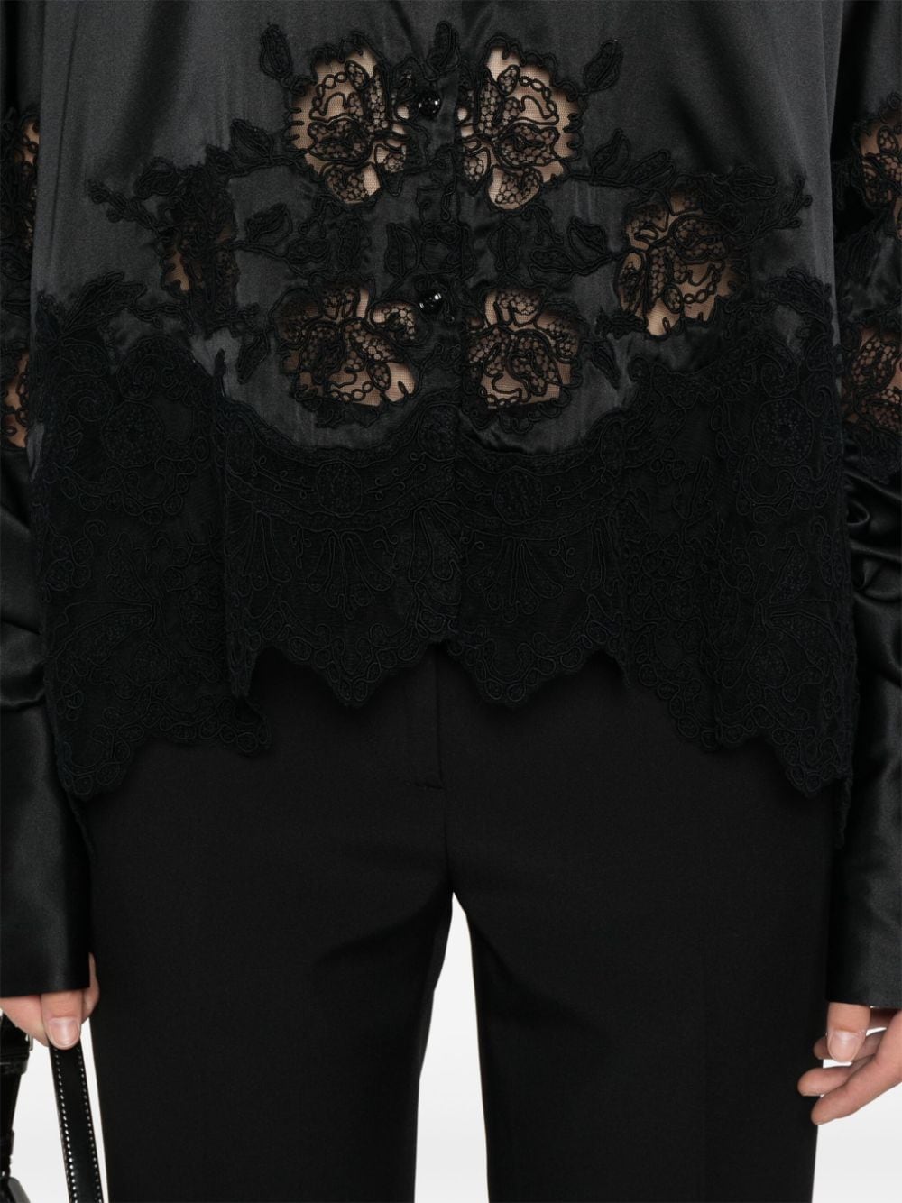 Shop Ermanno Scervino Lace-panelling Shirt In Black