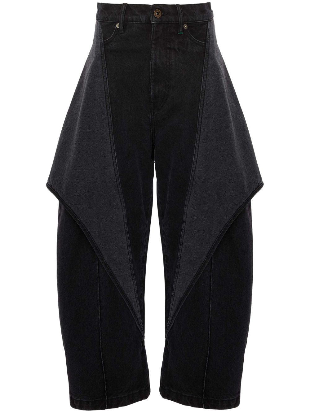 Shop Jw Anderson Cropped Sculptural Jeans In Black