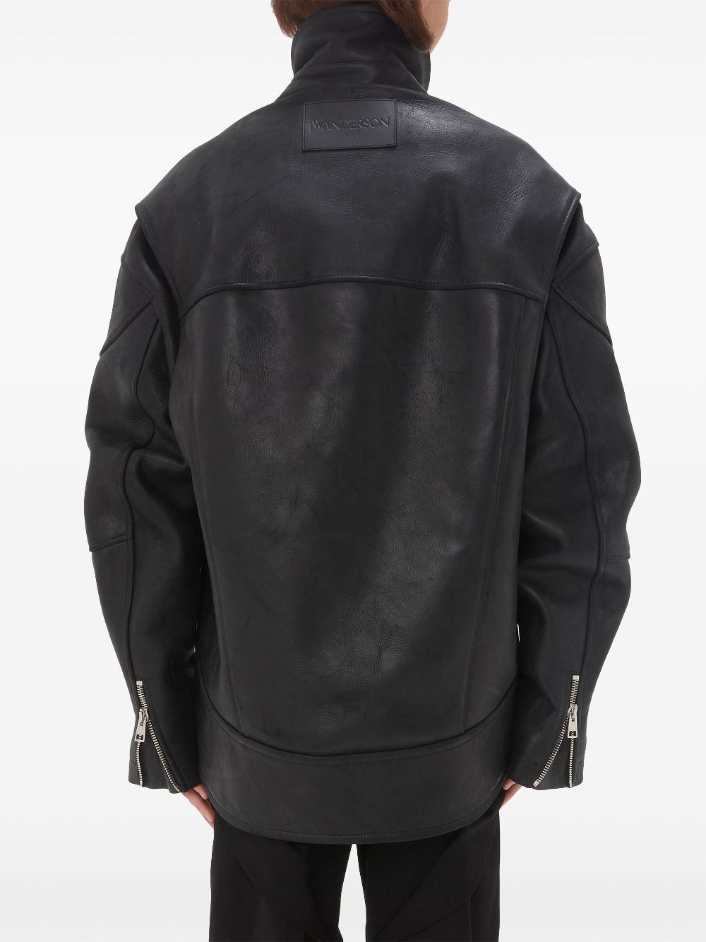 JW Anderson high-neck curved leather jacket Women