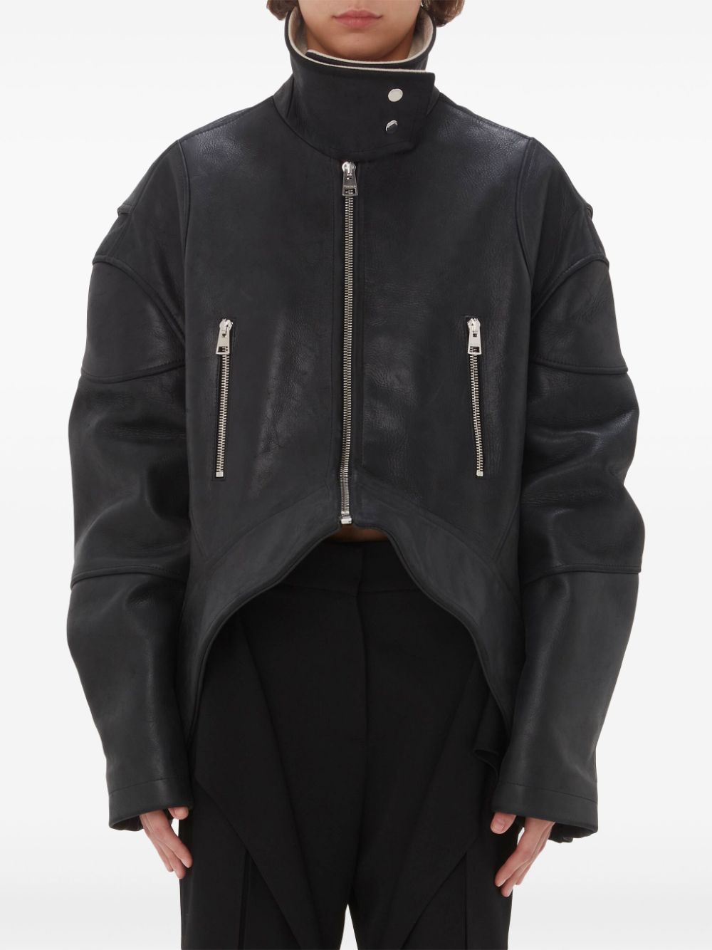 JW Anderson high-neck curved leather jacket Women