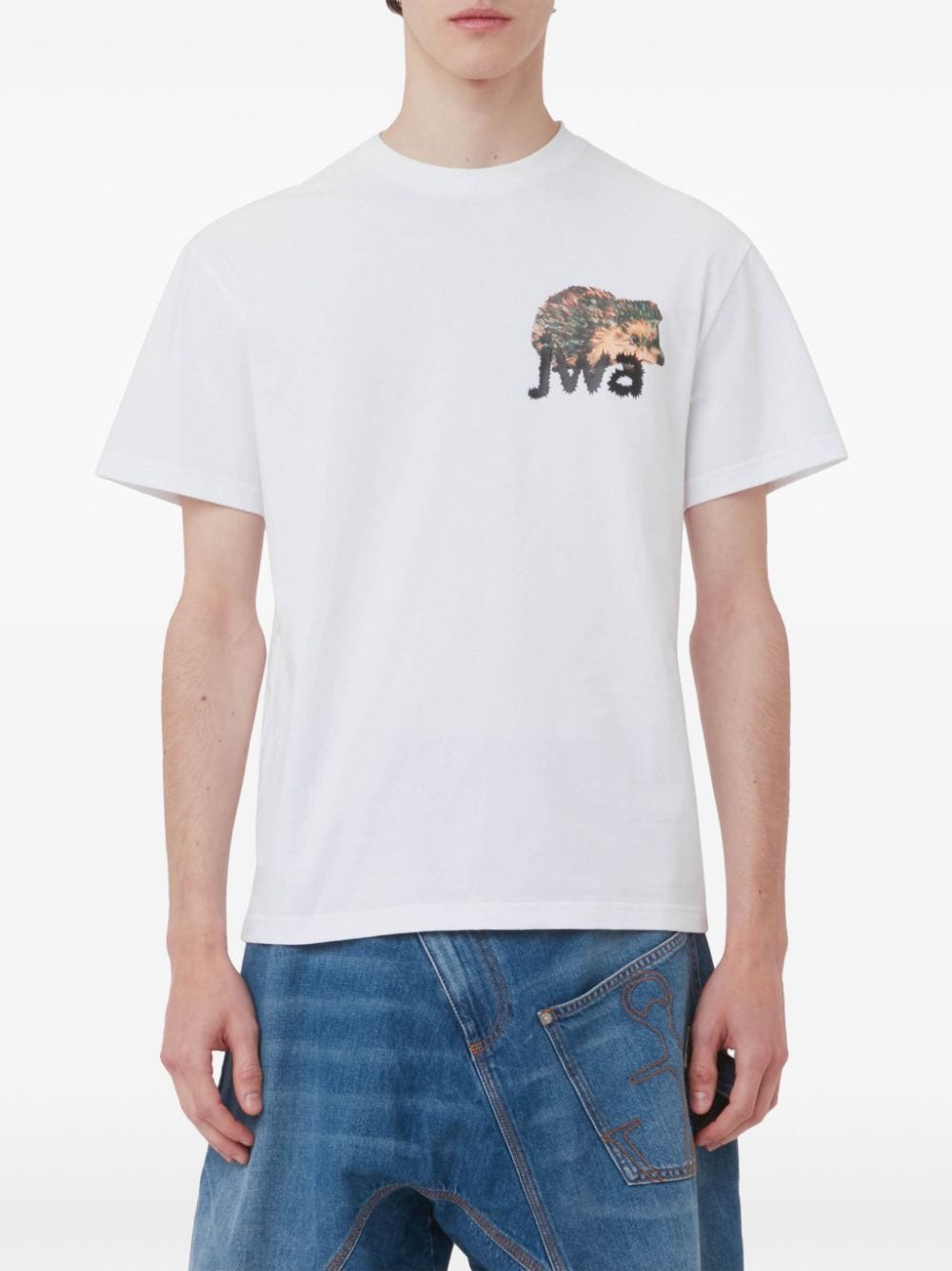 Shop Jw Anderson Hedgehog Logo T-shirt In White