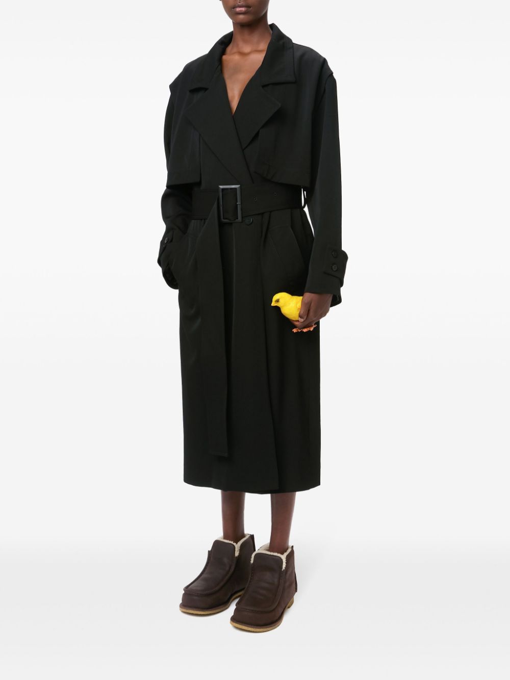 Shop Jw Anderson Virgin-wool Trench Coat In Black