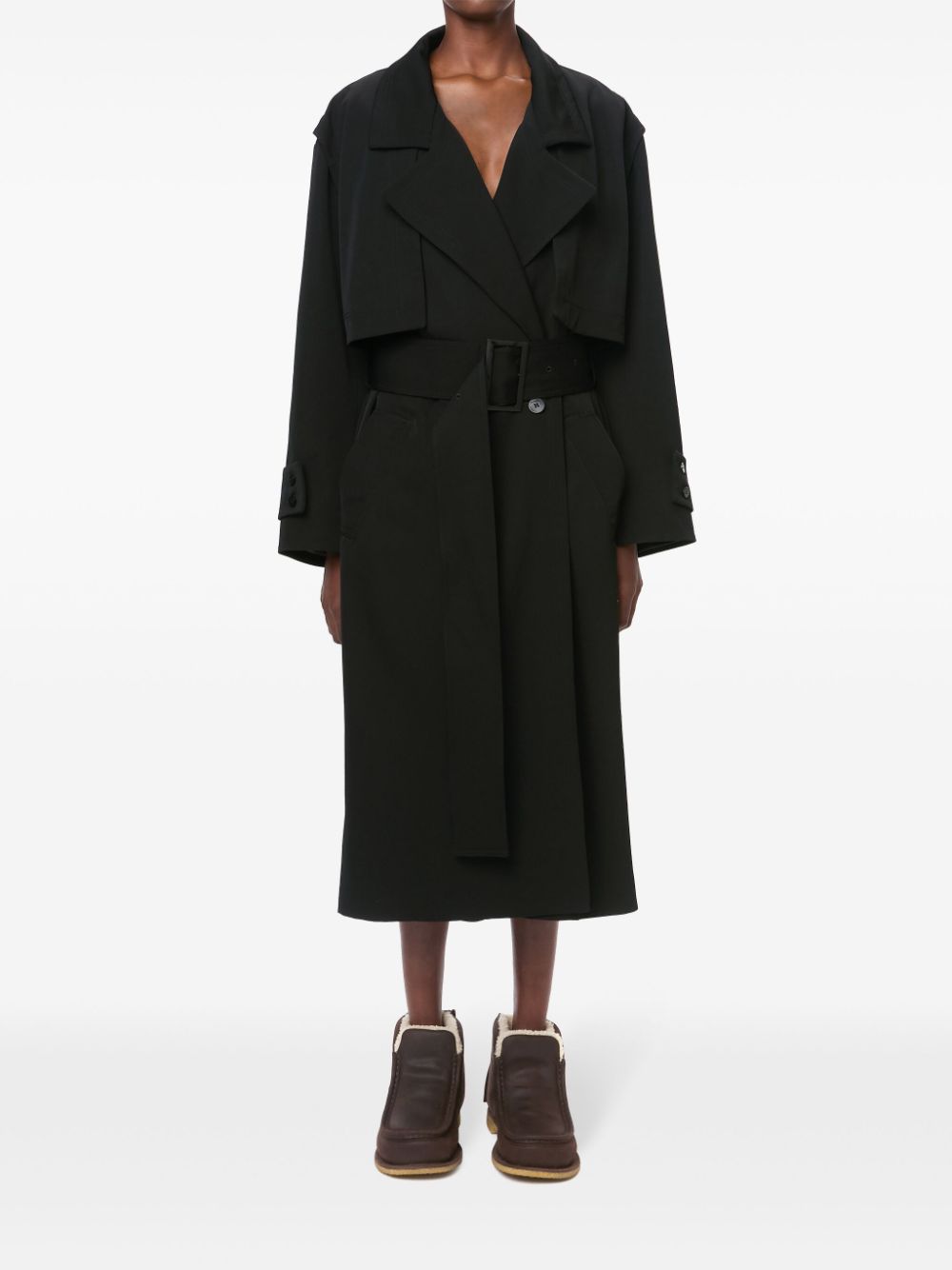 Shop Jw Anderson Virgin-wool Trench Coat In Black