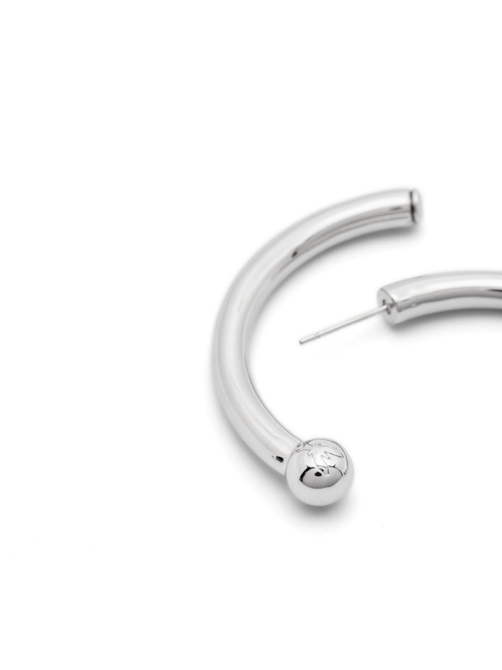 Shop Patrizia Pepe Piercing Hoop Earrings In Silver