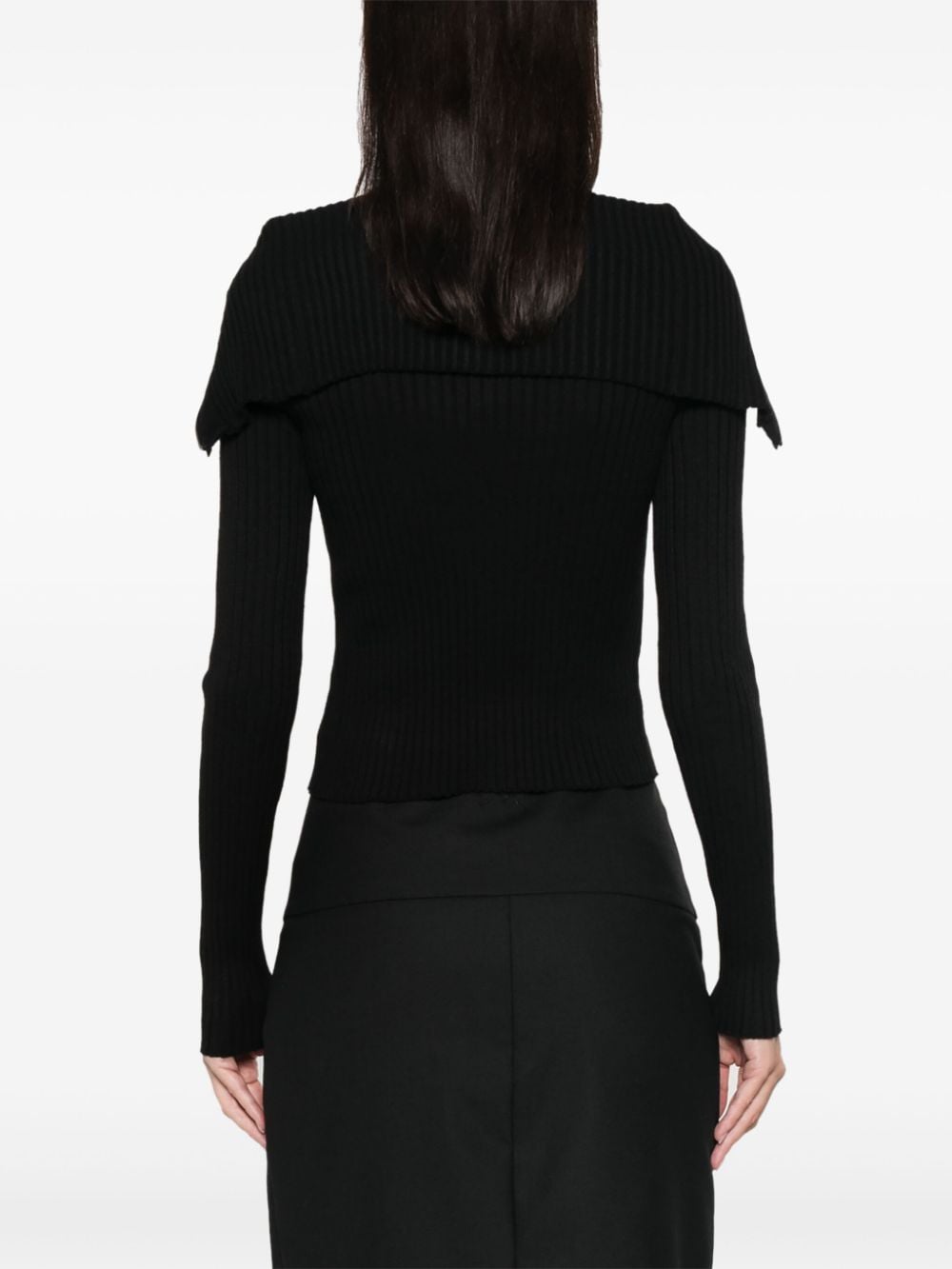 Shop Patrizia Pepe Ribbed-knit Jumper In Black