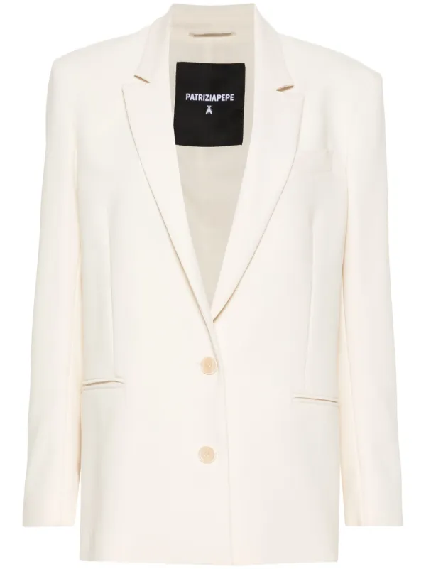 Patrizia Pepe Buttoned Twill Blazer Neutrals FARFETCH PH