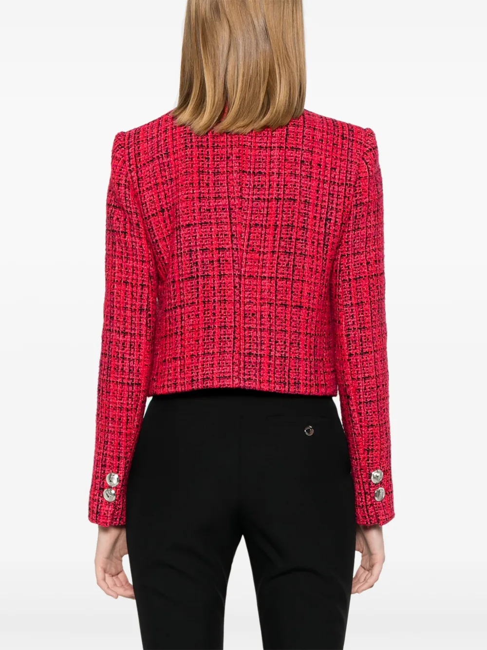 Patrizia Pepe Tweed jack met ronde hals Roze
