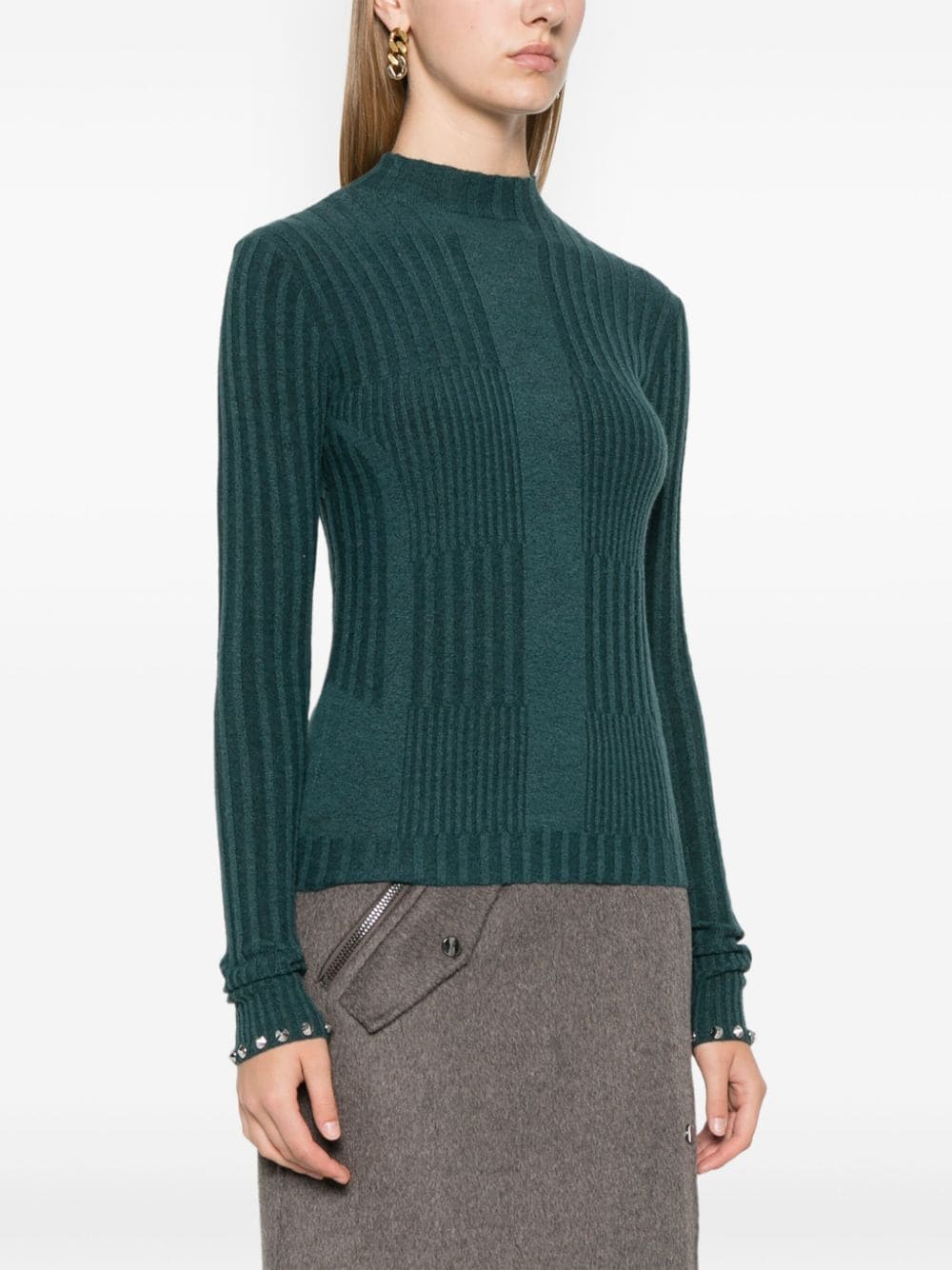 Shop Patrizia Pepe Spike-studs Sweater In Green