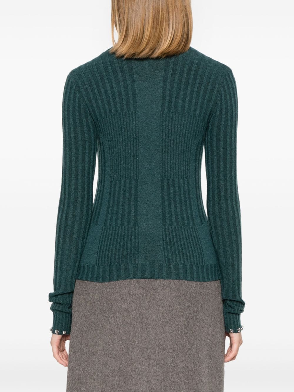 Shop Patrizia Pepe Spike-studs Sweater In Green