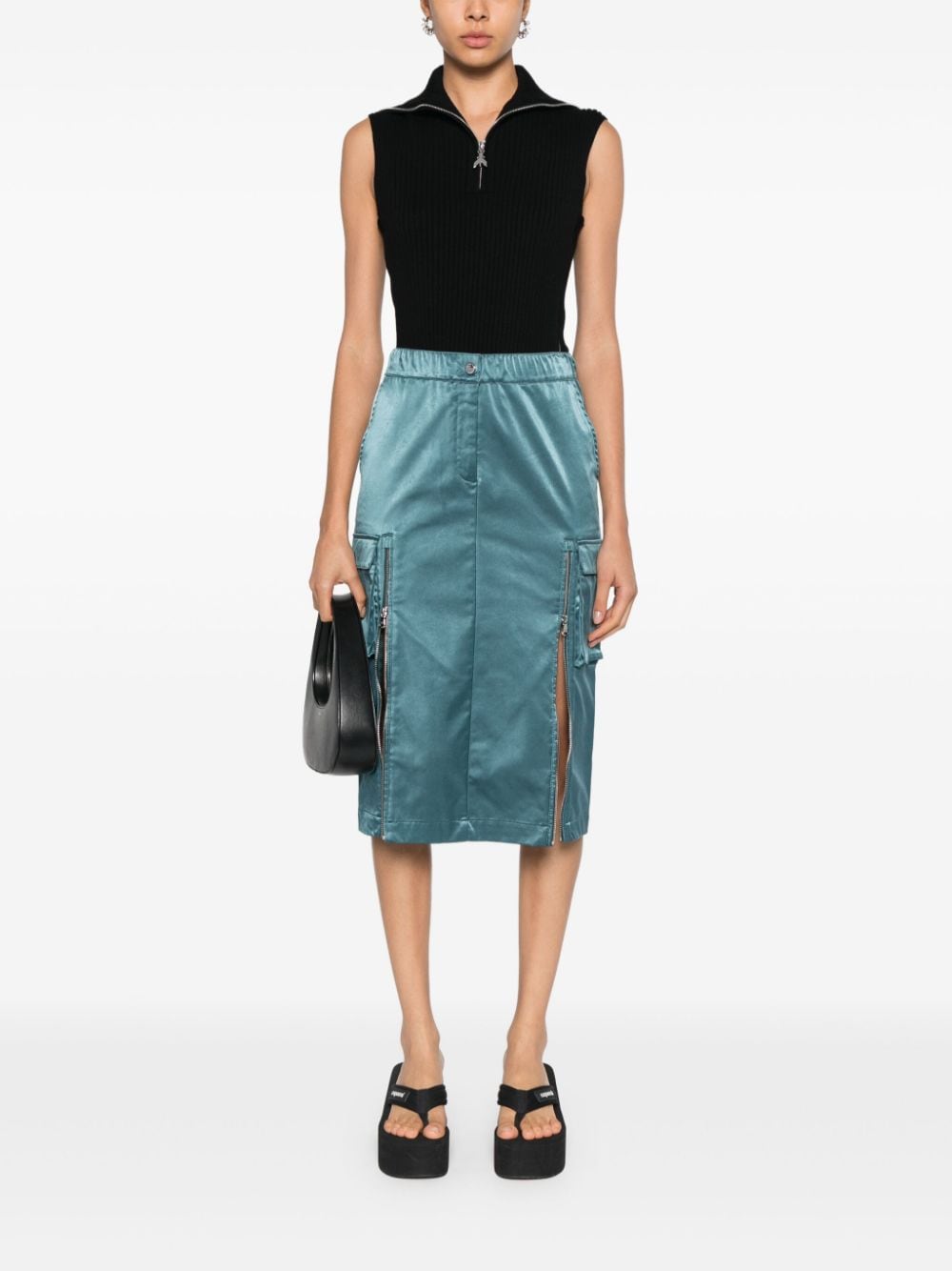 Shop Patrizia Pepe Midi Cargo Skirt In Blue