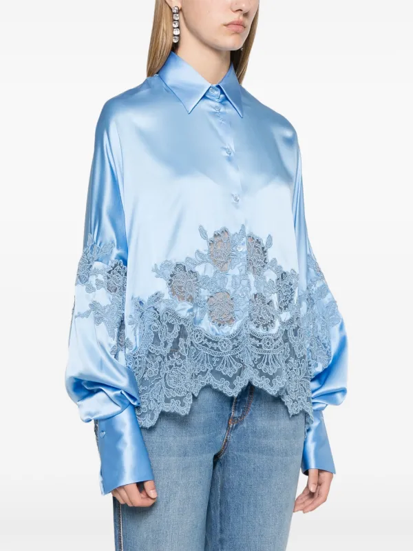 Ermanno Scervino レースパネル シャツ | ブルー | FARFETCH JP
