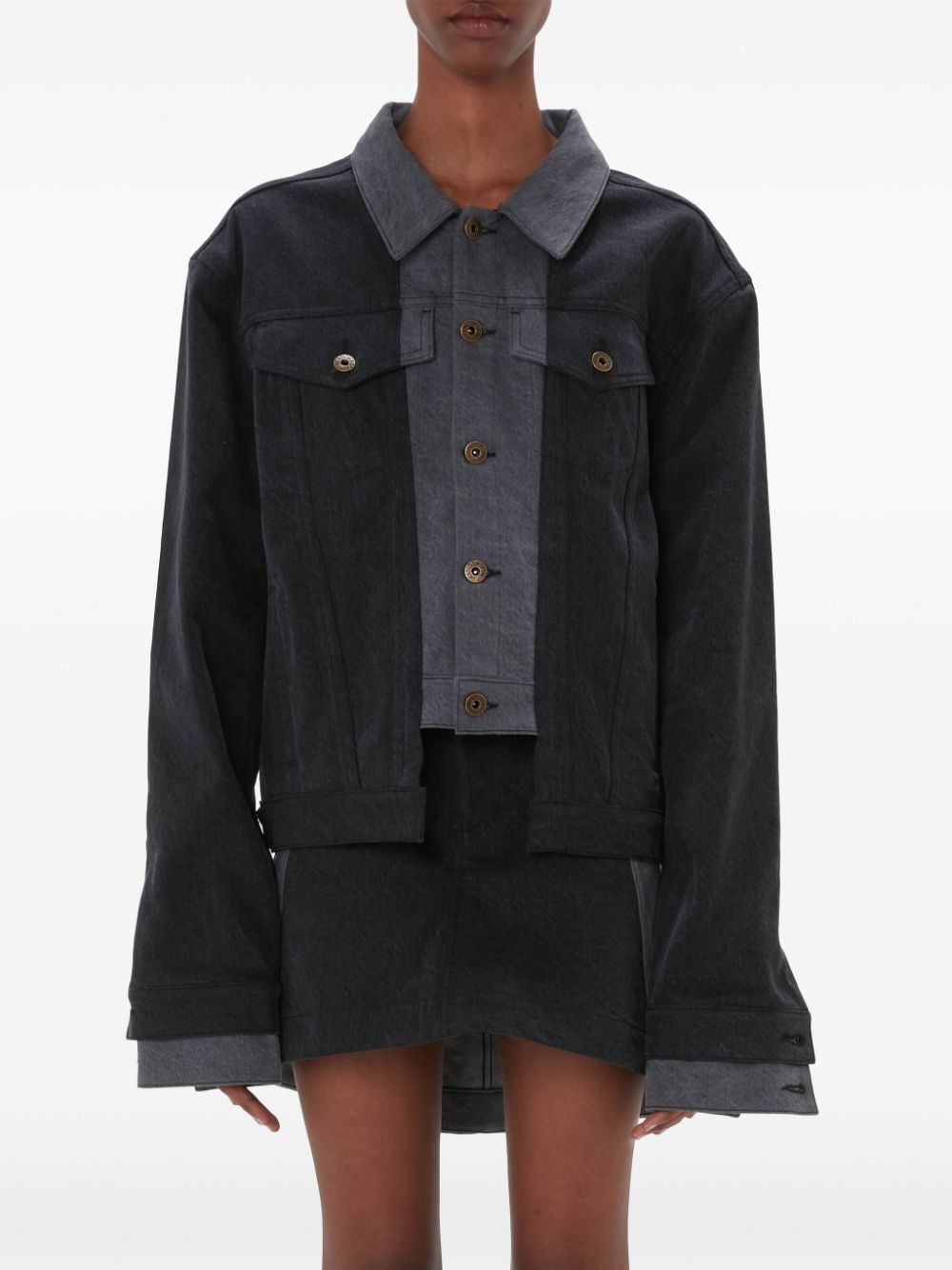 JW Anderson logo-applique layered denim jacket Women